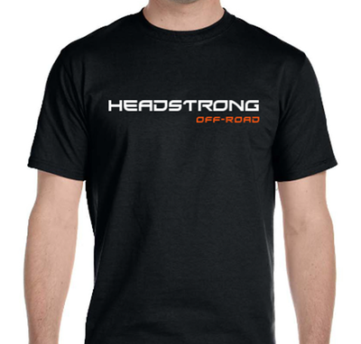 HeadStrong Off-Road Black T-Shirt with White and Orange Apparel swag